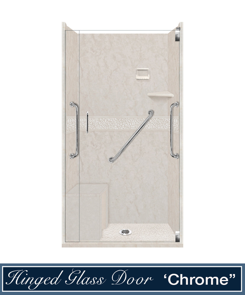Freedom Rafe Marble Pebble Alcove Shower Enclosure Kit