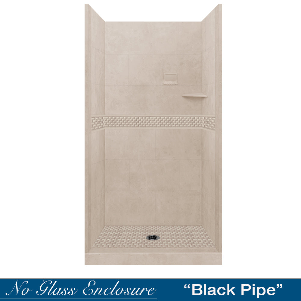 Alcove Brown Sugar Sistine Stone & Jewel Stone Accent Shower Remodel Kit