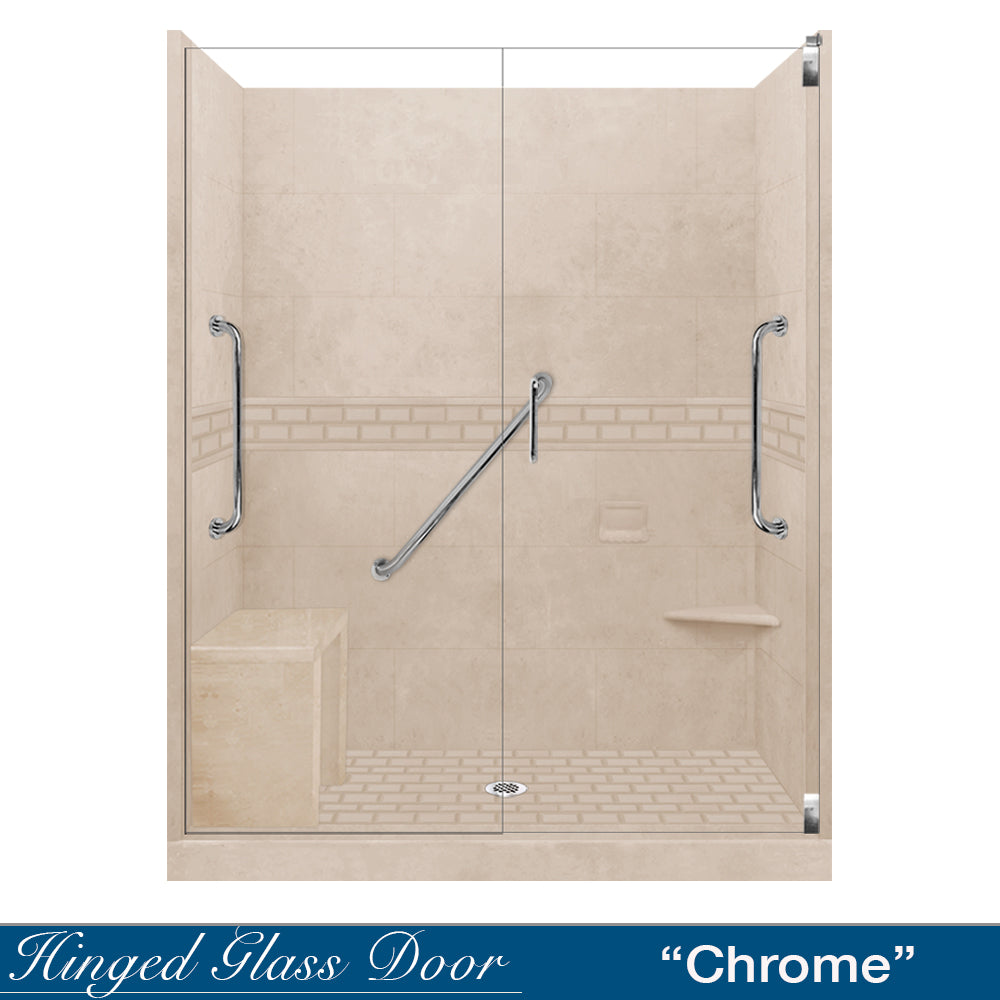 Freedom Subway Brown Sugar 60" Alcove Shower Enclosure Kit