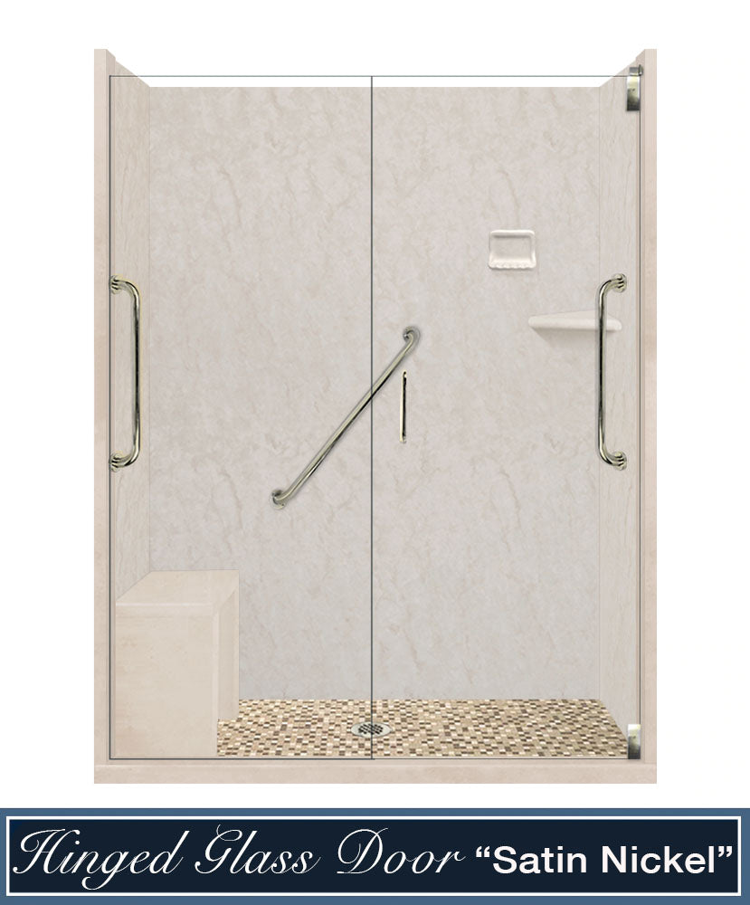 Freedom Rafe Marble Roma Mosaic Alcove Shower Enclosure Kit