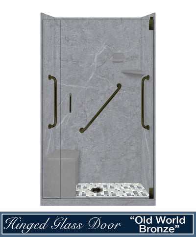 Freedom Grio Marble Newport Mosaic Alcove Shower Enclosure Kit