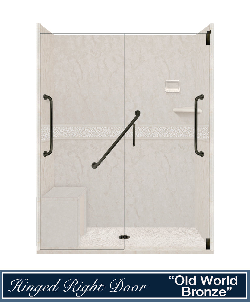 Freedom Rafe Marble Pebble Alcove Shower Enclosure Kit
