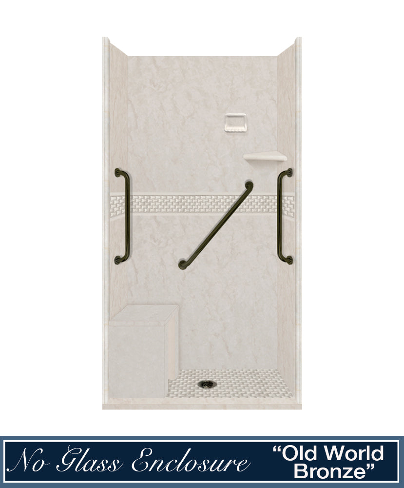 Freedom Rafe Marble Jewel Alcove Shower Enclosure Kit