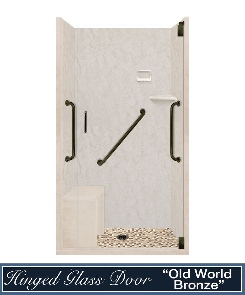 Freedom Rafe Marble Roma Mosaic Alcove Shower Enclosure Kit