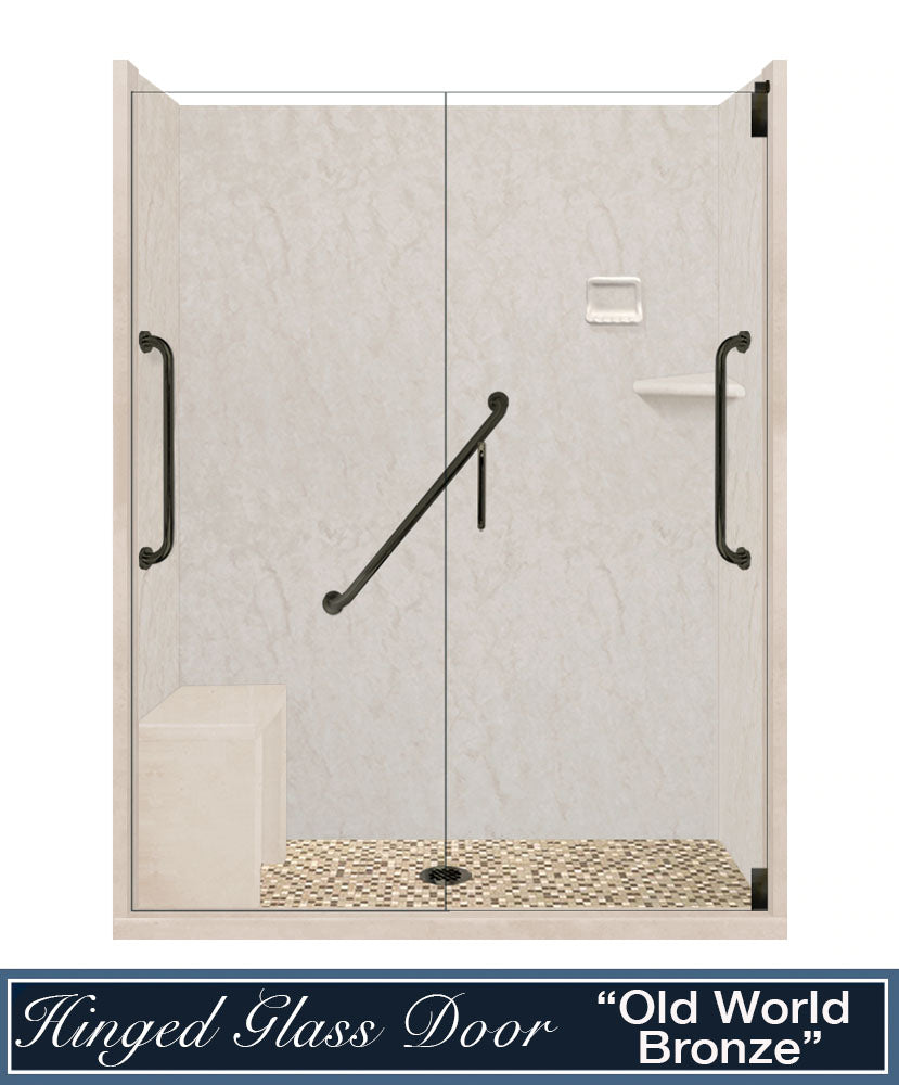Freedom Rafe Marble Roma Mosaic Alcove Shower Enclosure Kit