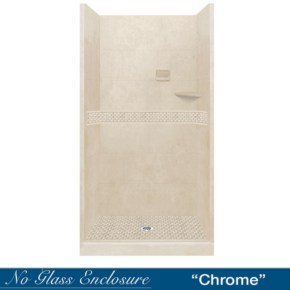 Alcove Desert Sand Sistine Stone & Jewel Stone Accent Shower Remodel Kit