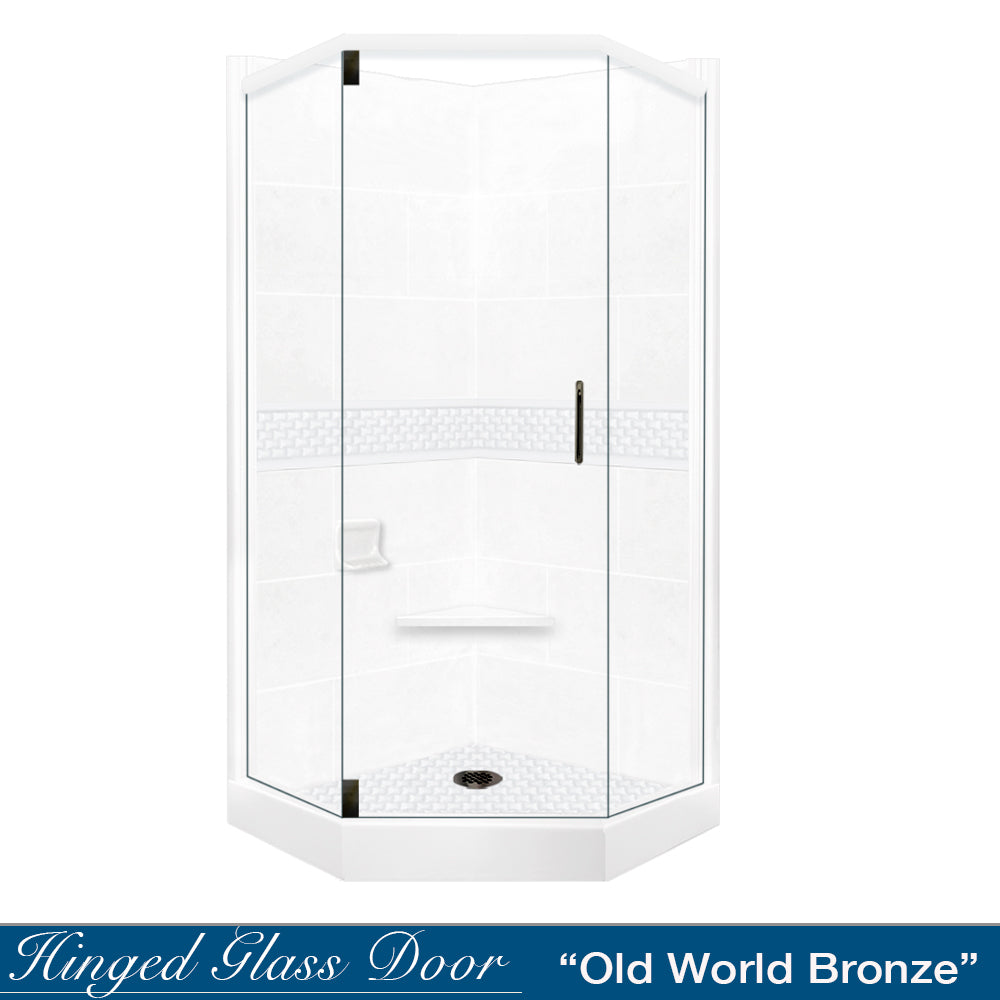 Neo-Angle Natural Buff Sistine Stone & Jewel Stone Accent Shower Remodel Kit