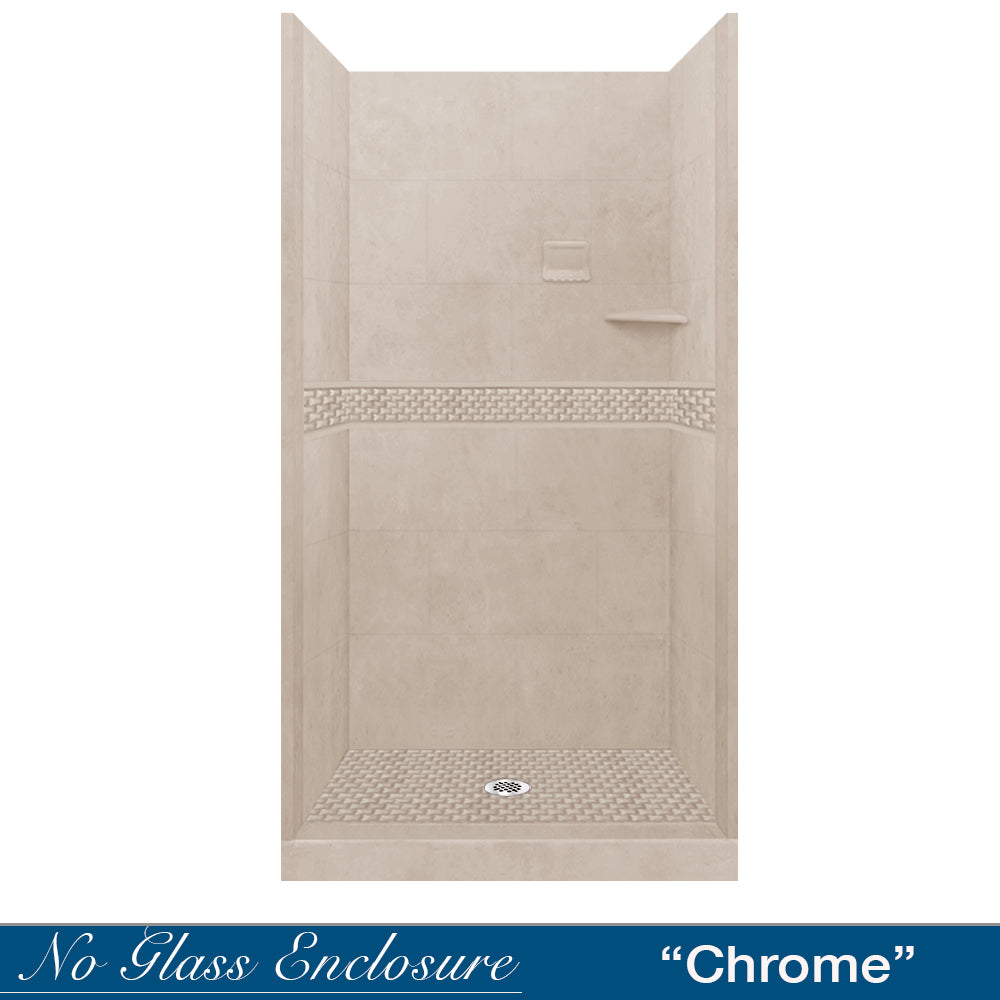 Alcove Brown Sugar Sistine Stone & Jewel Stone Accent Shower Remodel Kit