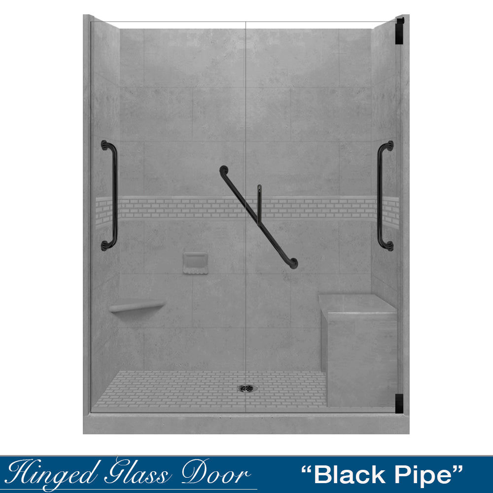 Freedom 60" Alcove Wet Cement Sistine Stone & Classic Stone Accent Shower Remodel Kit