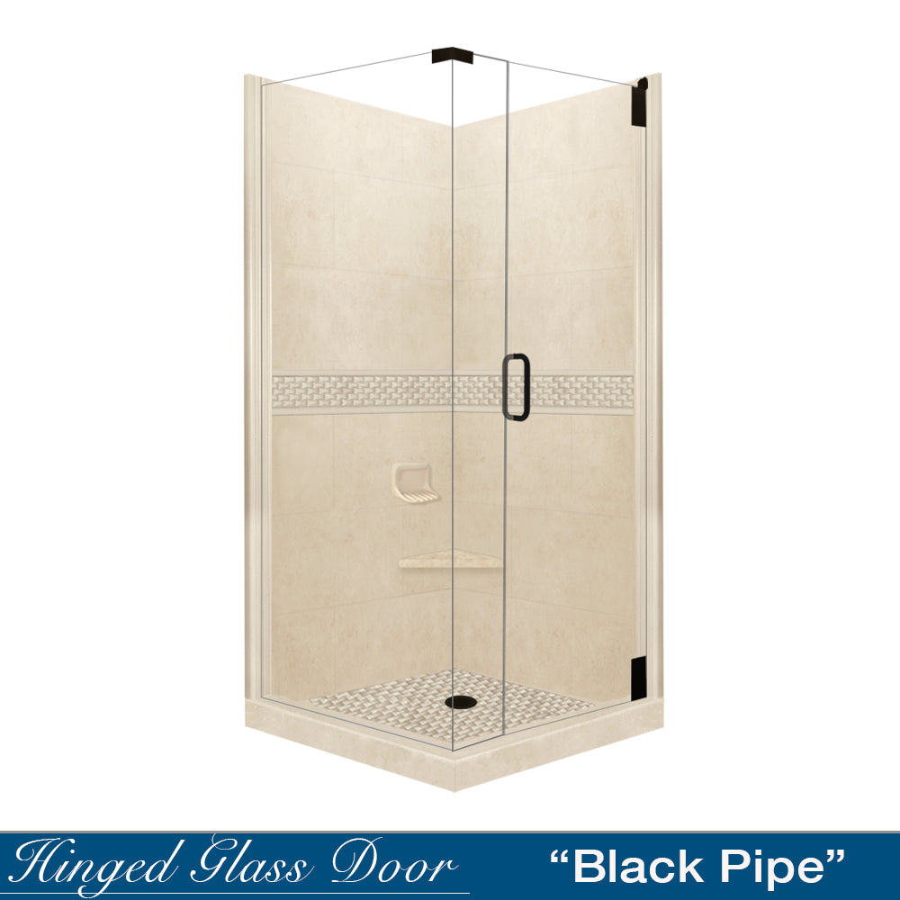 Corner Desert Sand Sistine Stone & Jewel Stone Accent Shower Remodel Kit