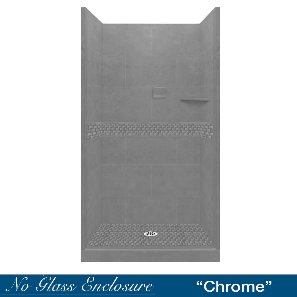 Alcove Wet Cement Sistine Stone & Jewel Stone Accent Shower Remodel Kit