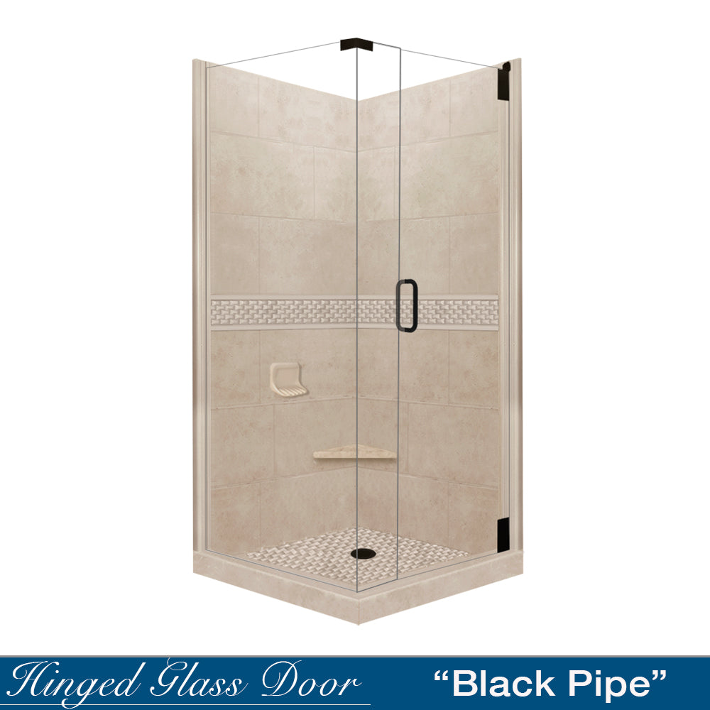 Corner Brown Sugar Sistine Stone & Jewel Stone Accent Shower Remodel Kit