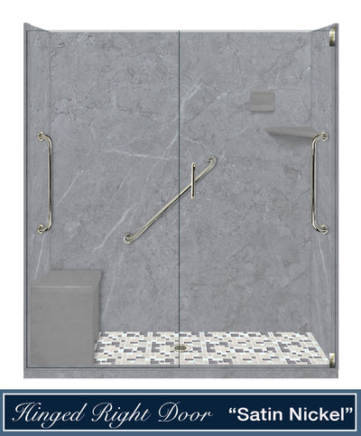 Freedom Grio Marble Newport Mosaic Alcove Shower Enclosure Kit
