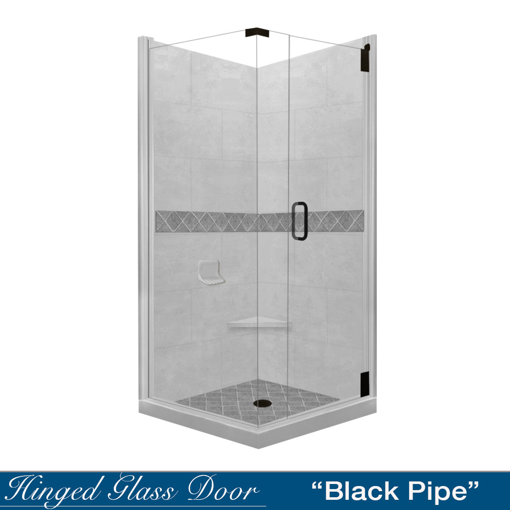 Corner Portland Cement Sistine Stone & Diamond Stone Accent Shower Remodel Kit