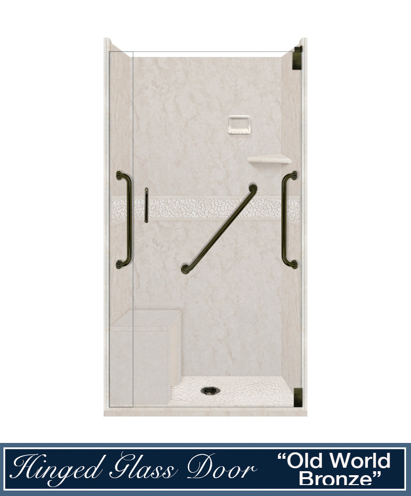 Freedom Rafe Marble Pebble Alcove Shower Enclosure Kit