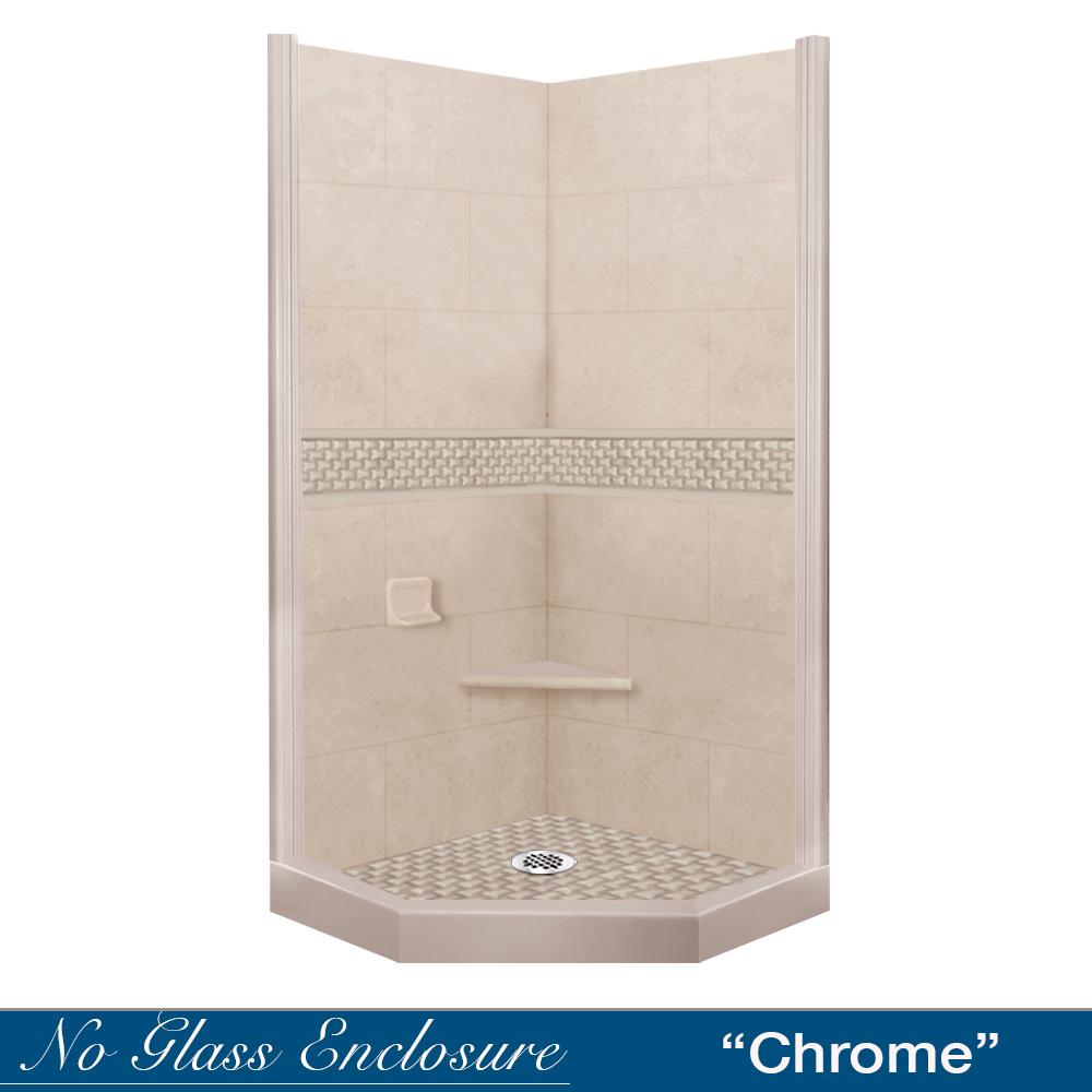 Neo-Angle Brown Sugar Sistine Stone & Jewel Stone Accent Shower Remodel Kit