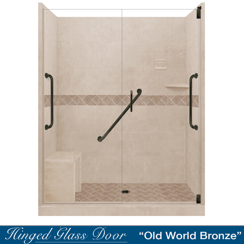 Freedom Standard Diamond Brown Sugar 60" Alcove Shower Kit  testing shower - American Bath Factory