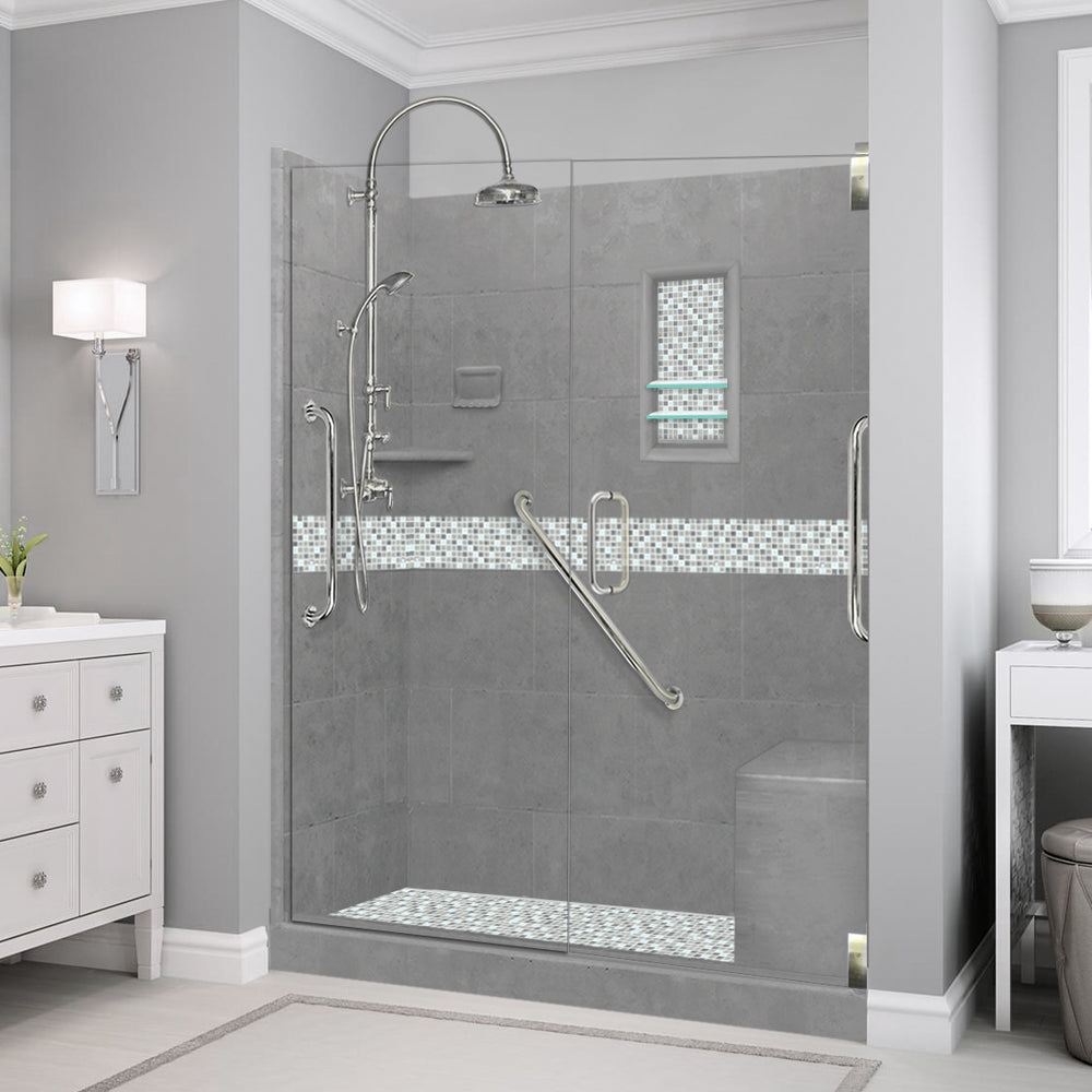 Freedom Standard Del Mar Mosaic Wet Cement 60" Alcove Shower Kit  testing shower - American Bath Factory