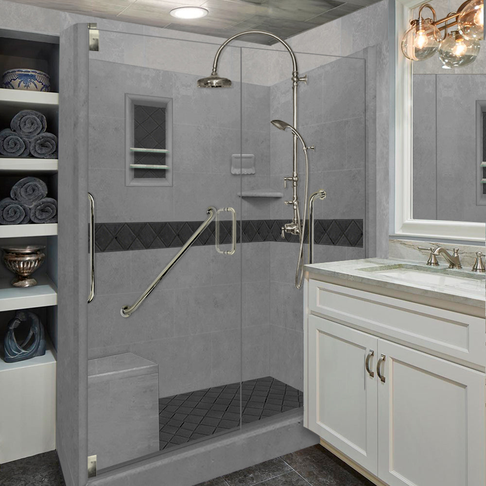 Freedom Standard Diamond Wet Cement 60" Alcove Shower Kit  testing shower - American Bath Factory