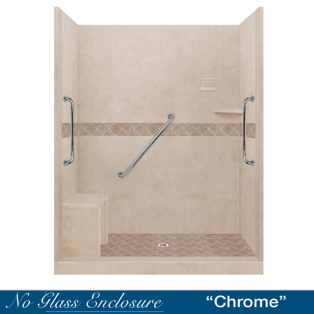 Freedom Standard Diamond Brown Sugar 60" Alcove Shower Kit  testing shower - American Bath Factory