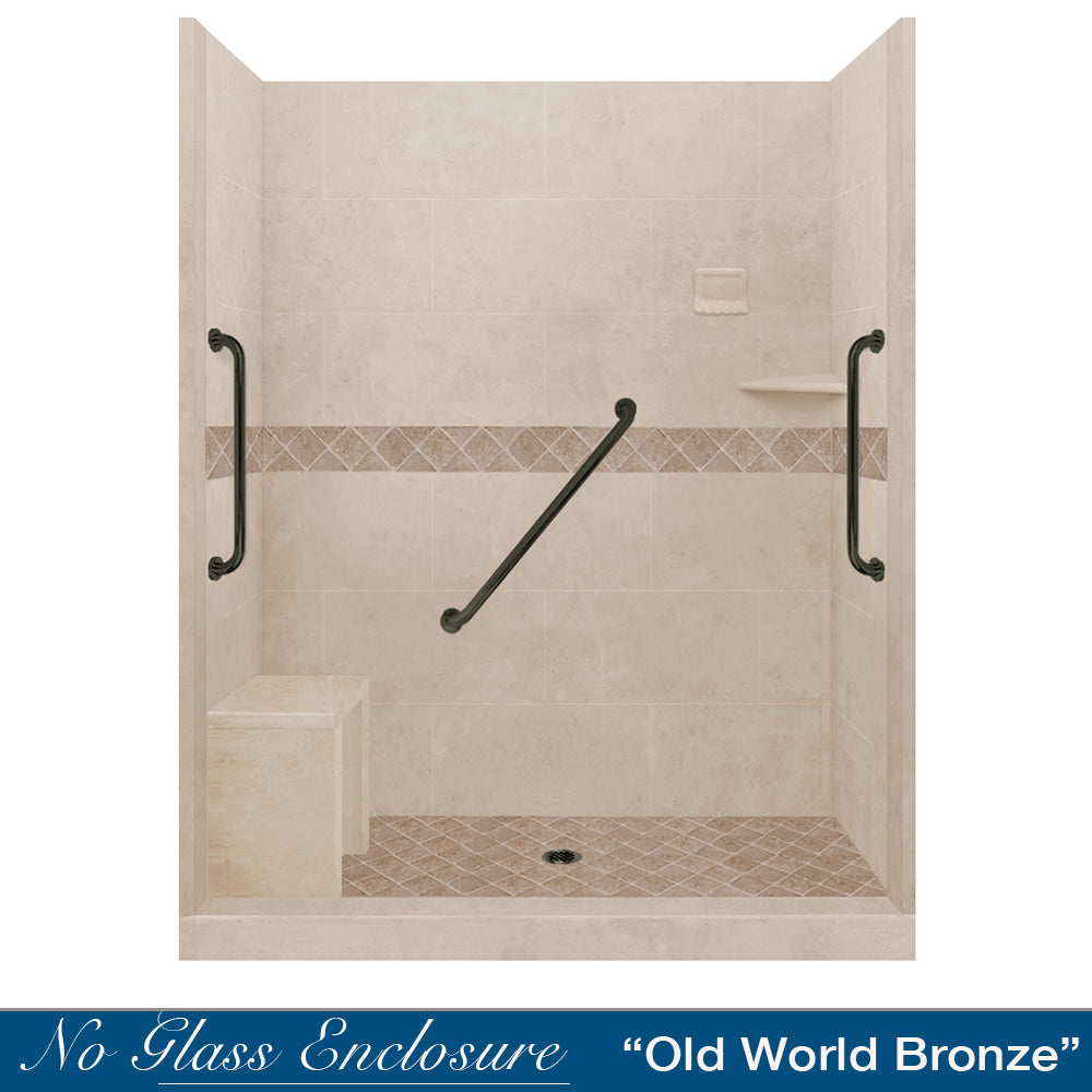 Freedom Standard Diamond Brown Sugar 60" Alcove Shower Kit  testing shower - American Bath Factory