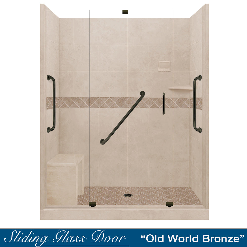 Freedom Standard Diamond Brown Sugar 60" Alcove Shower Kit  testing shower - American Bath Factory