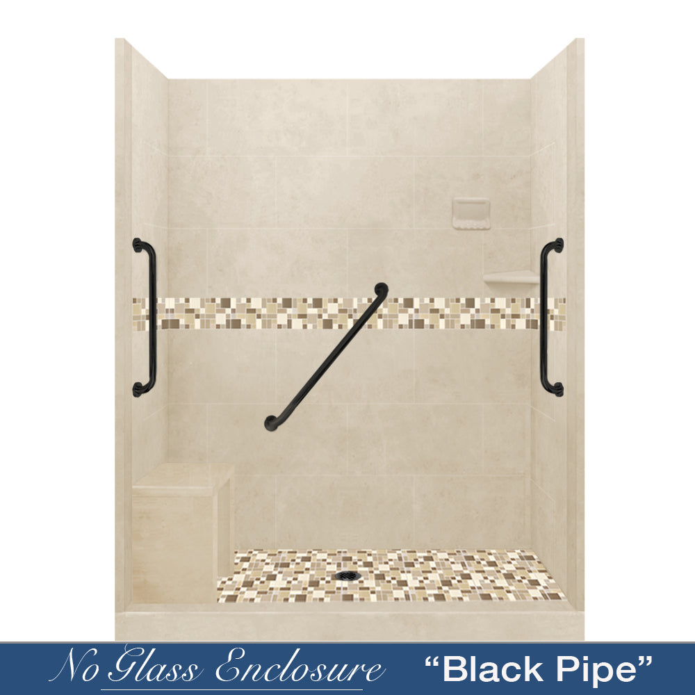 Freedom Standard Tuscany Mosaic Desert Sand 60" Alcove Shower Kit  testing shower - American Bath Factory