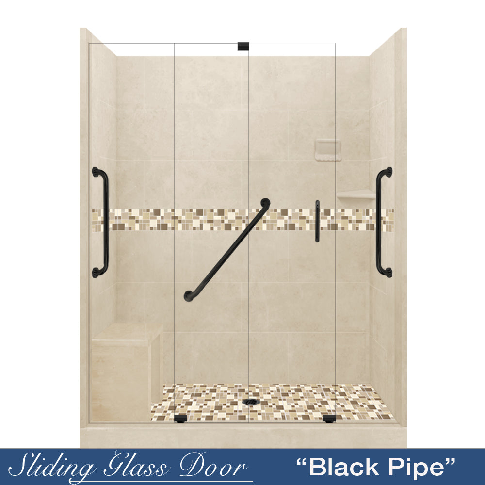 Freedom Standard Tuscany Mosaic Desert Sand 60" Alcove Shower Kit  testing shower - American Bath Factory