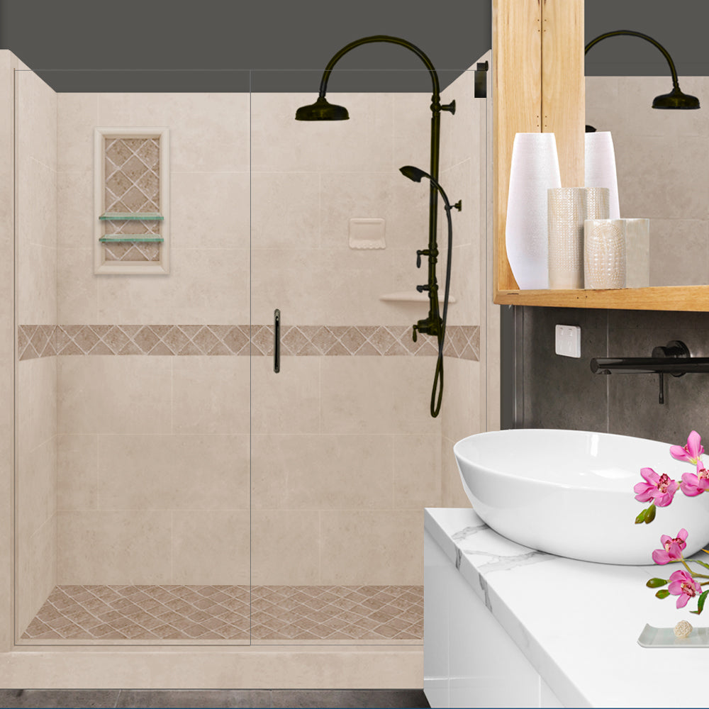 Diamond Brown Sugar 60" Alcove Shower Kit  testing shower - American Bath Factory