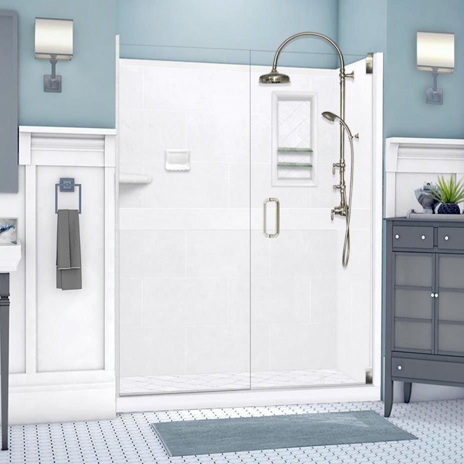 Diamond Solid Natural Buff 60" Alcove Shower Kit  testing shower - American Bath Factory