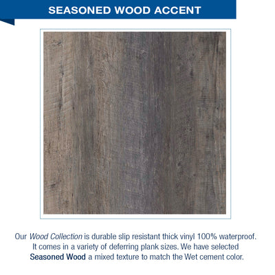 Seasoned Wood Wet Cement  60" Alcove Stone Shower Kit