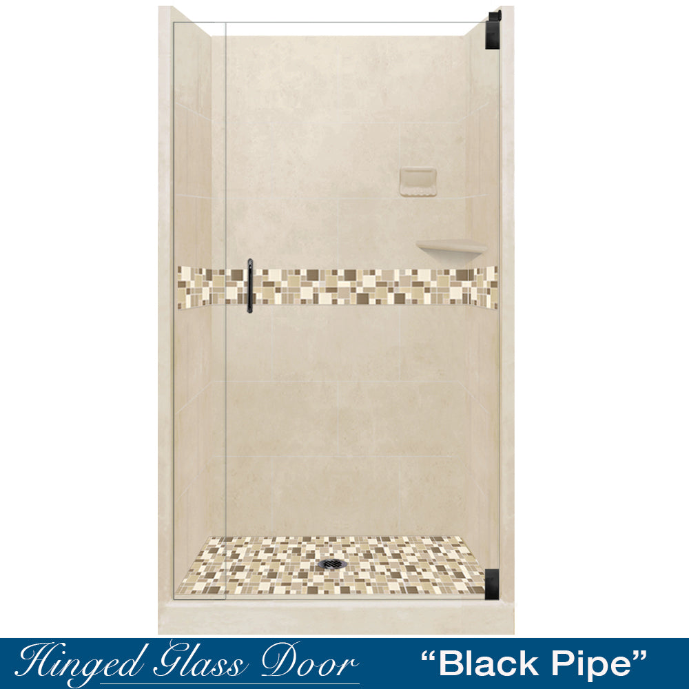 Alcove Desert Sand Sistine Stone & Tuscany Mosaic Accent Shower Remodel Kit