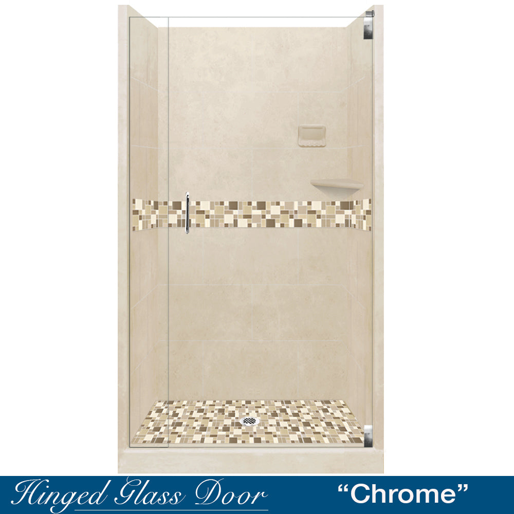 Alcove Desert Sand Sistine Stone & Tuscany Mosaic Accent Shower Remodel Kit
