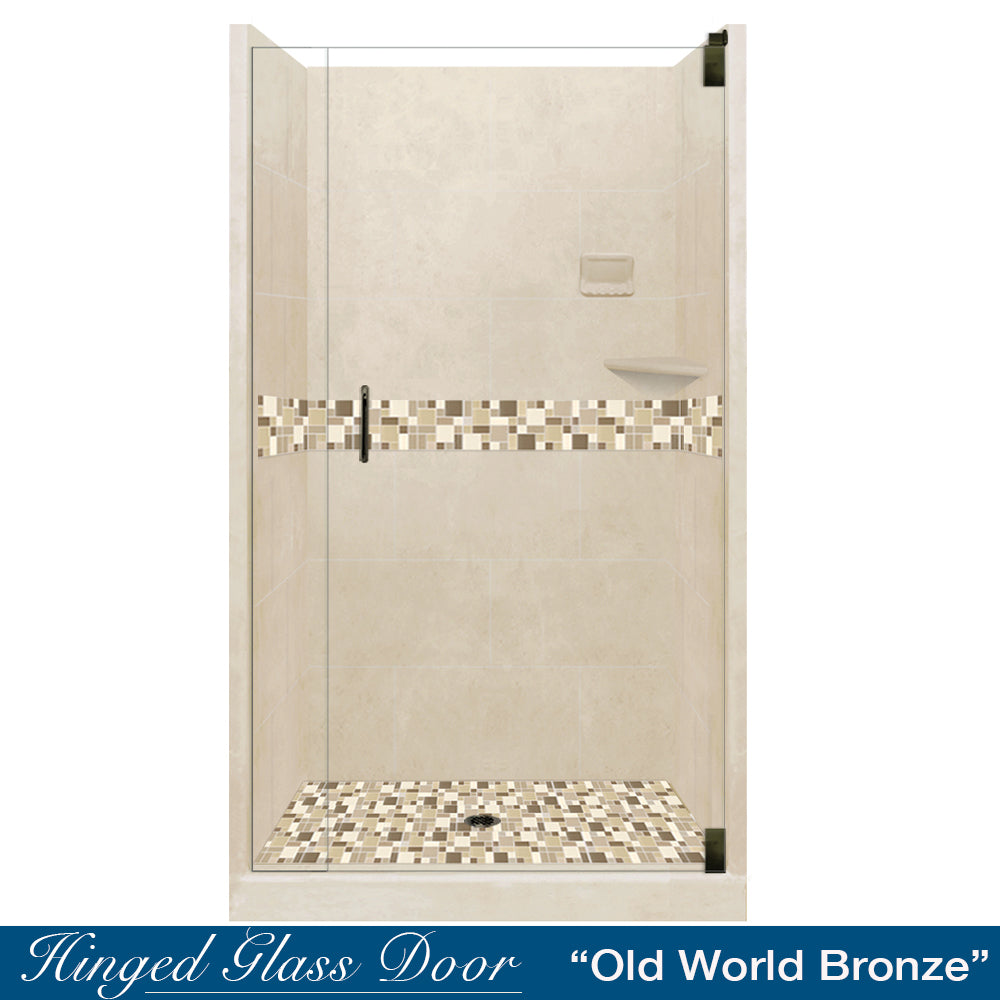 Alcove Desert Sand Sistine Stone & Tuscany Mosaic Accent Shower Remodel Kit