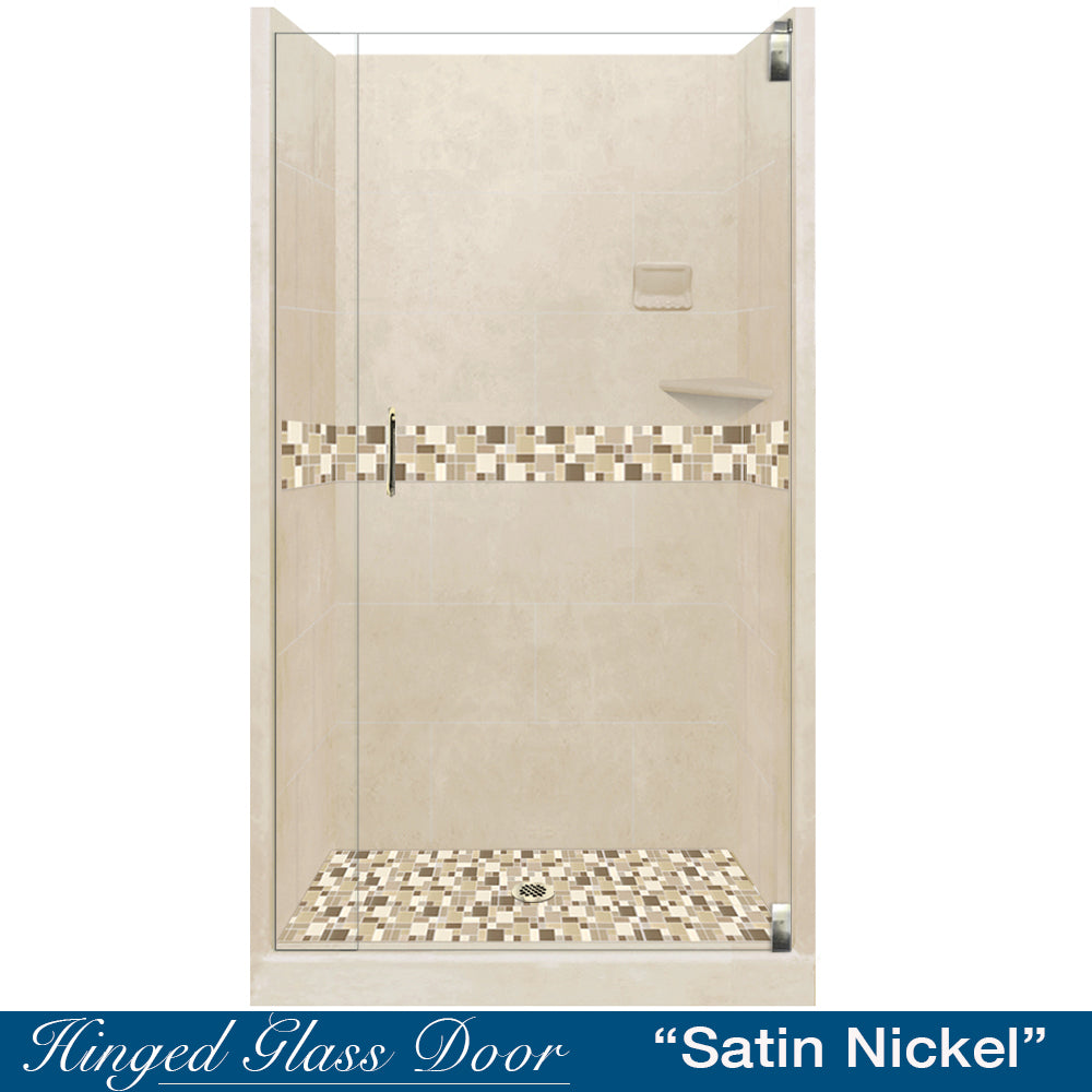 Alcove Desert Sand Sistine Stone & Tuscany Mosaic Accent Shower Remodel Kit