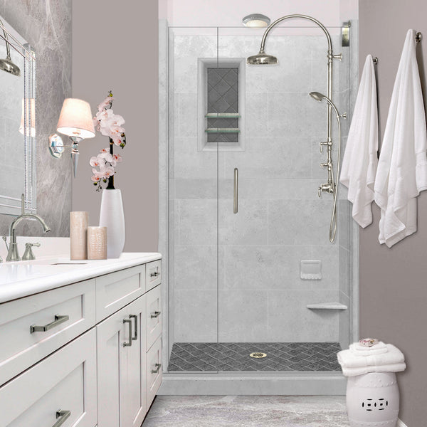 Diamond Solid Portland Cement Small Alcove Shower Enclosure Kit