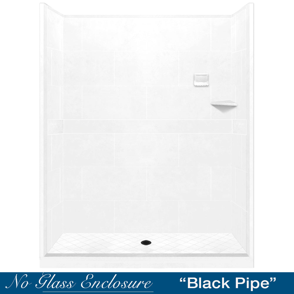 Diamond Solid Natural Buff 60" Alcove Shower Enclosure Kit