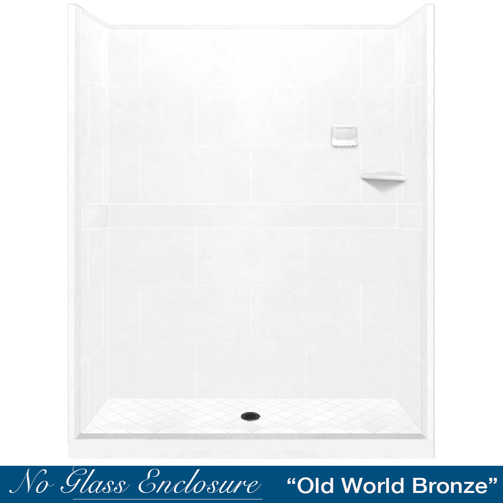 Diamond Solid Natural Buff 60" Alcove Shower Enclosure Kit
