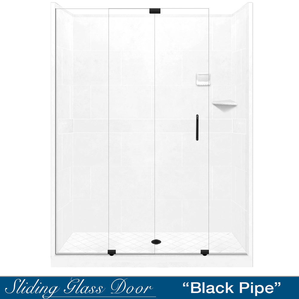 Diamond Solid Natural Buff 60" Alcove Shower Kit  testing shower - American Bath Factory