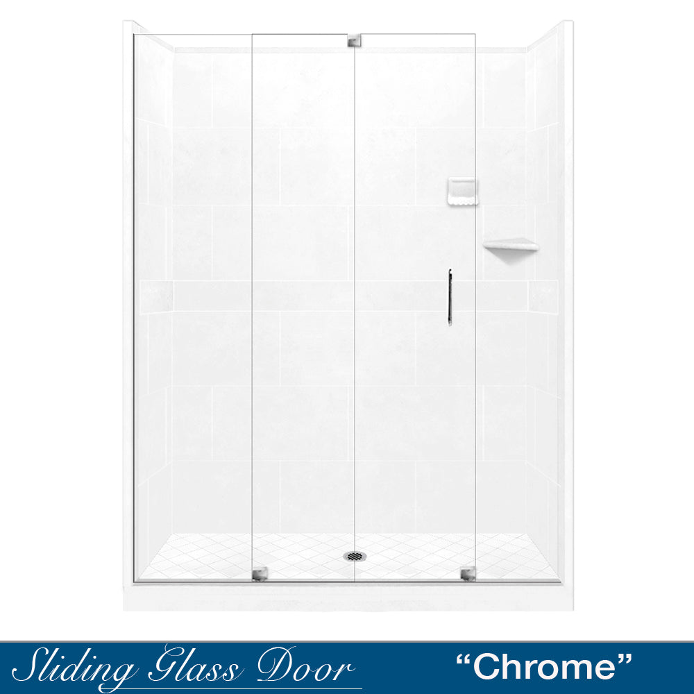 Diamond Solid Natural Buff 60" Alcove Shower Kit  testing shower - American Bath Factory