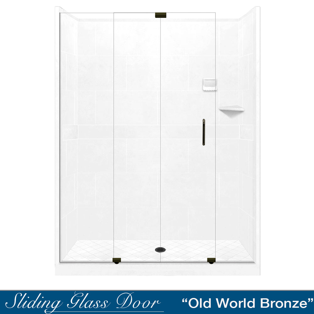 Diamond Solid Natural Buff 60" Alcove Shower Kit  testing shower - American Bath Factory