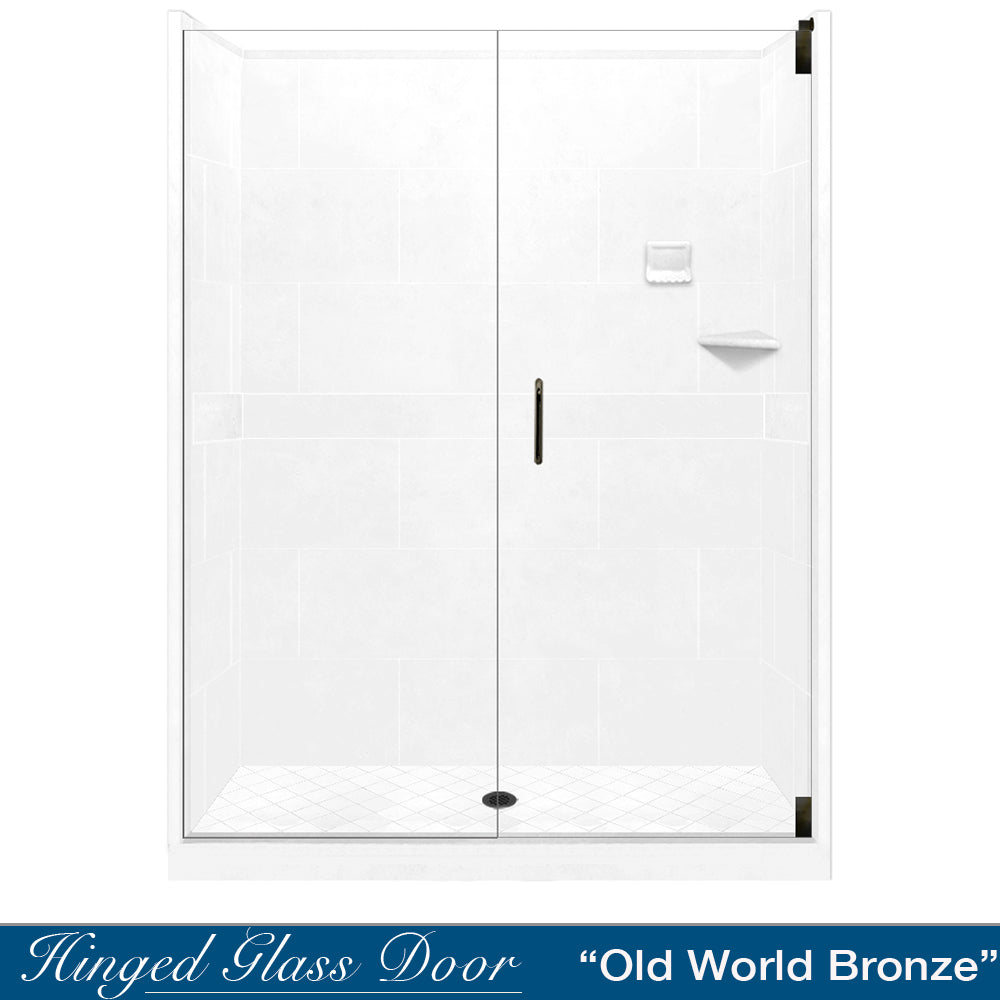 Diamond Solid Natural Buff 60" Alcove Shower Kit  testing shower - American Bath Factory