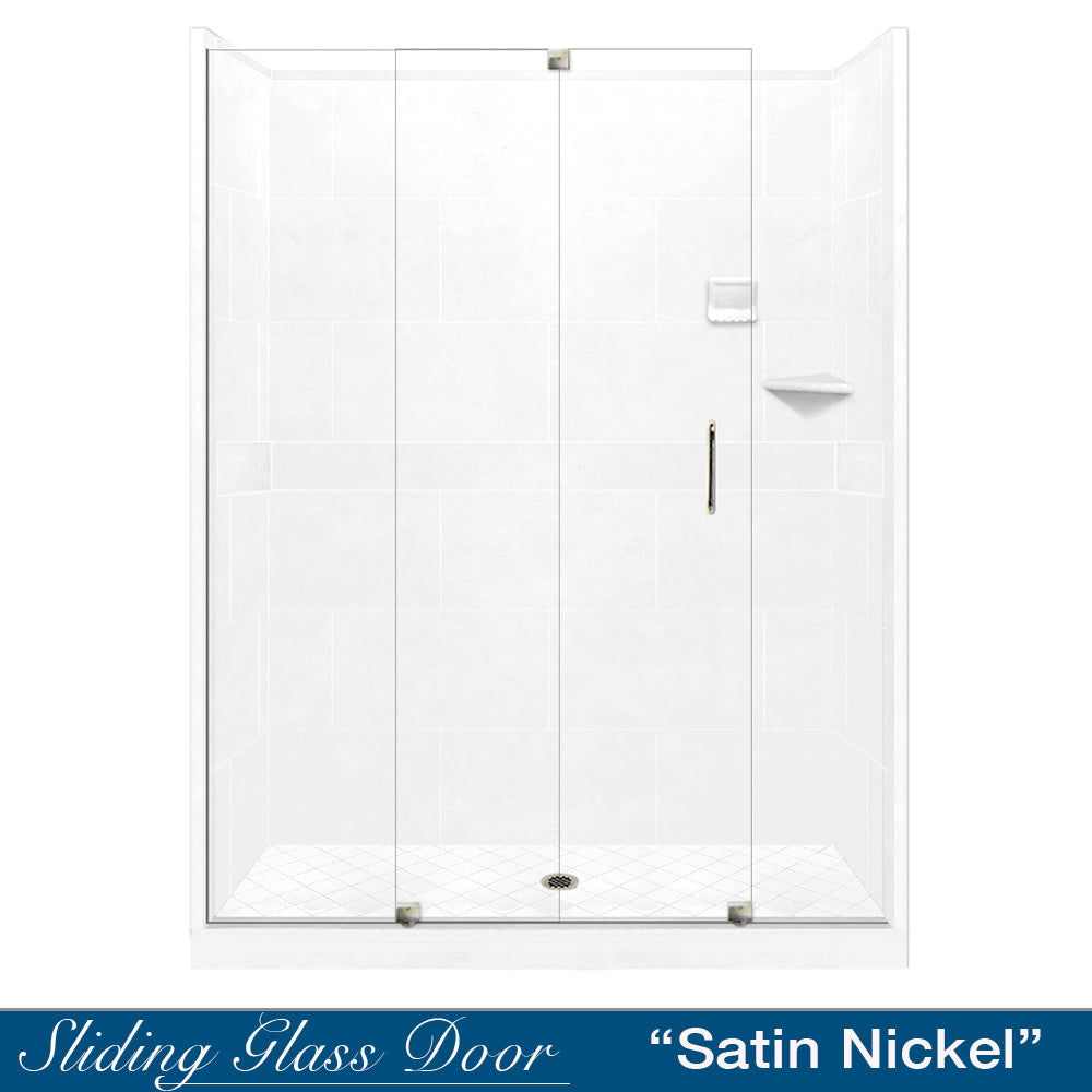 Diamond Solid Natural Buff 60" Alcove Shower Kit  testing shower - American Bath Factory
