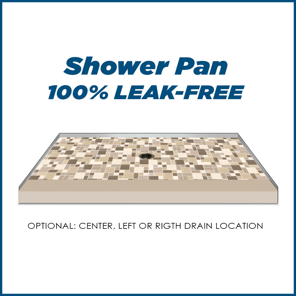 Tuscany Mosaic Brown Sugar 60" Alcove Shower Kit  testing shower - American Bath Factory