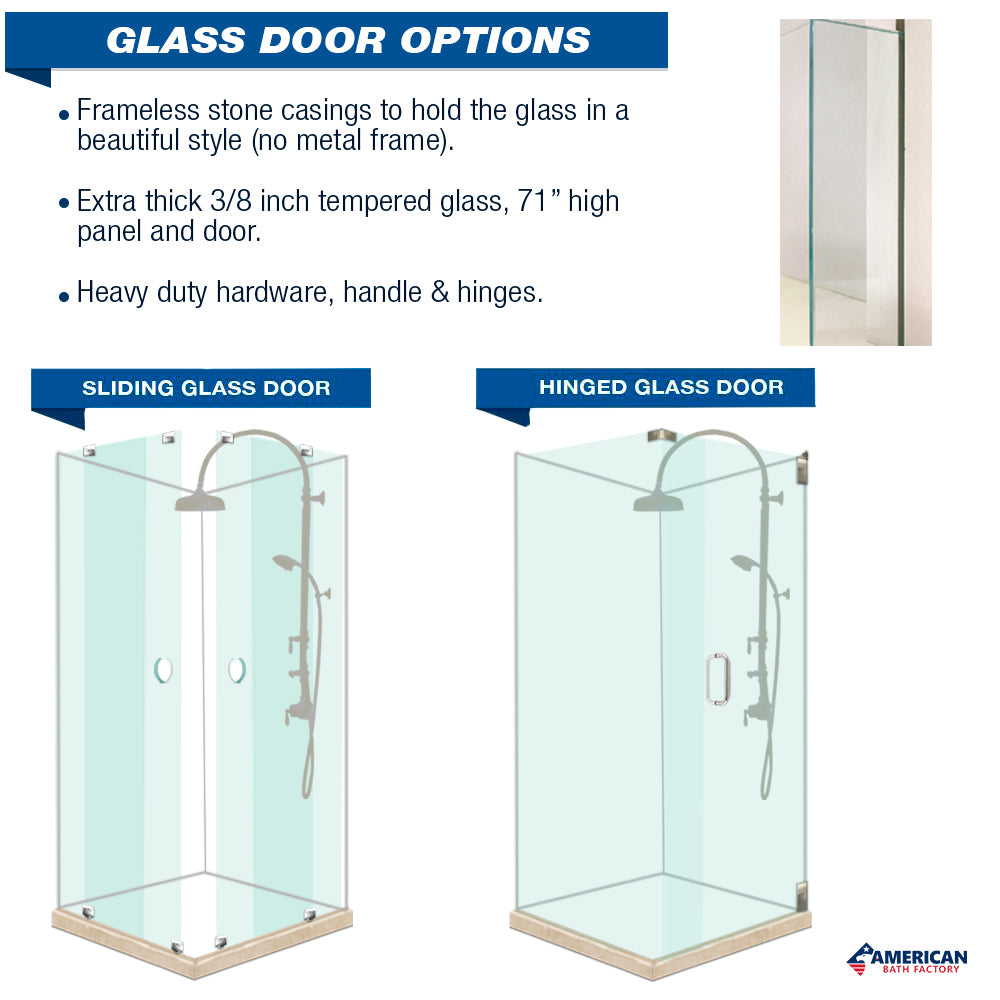 Freedom 60" Alcove Wet Cement Sistine Stone & Subway Stone Accent Shower Remodel Kit