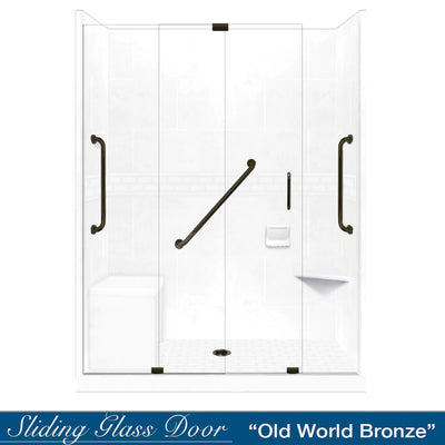 SPECIAL-Subway Natural Buff 60" Alcove Stone Shower Kit  (free faucet)