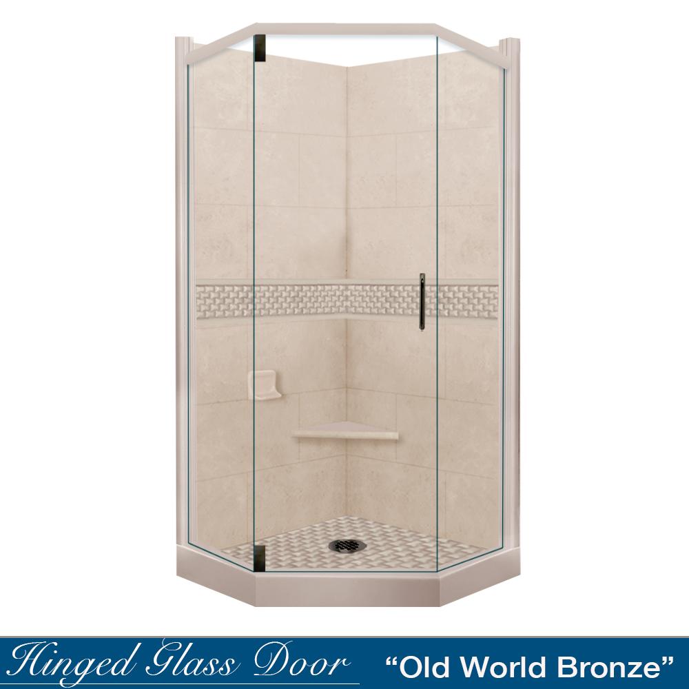 Neo-Angle Brown Sugar Sistine Stone & Jewel Stone Accent Shower Remodel Kit