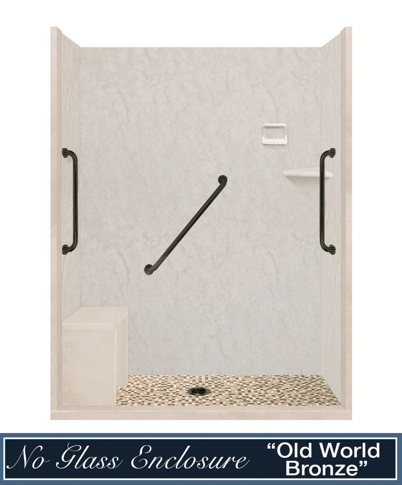 Freedom Rafe Marble Roma Mosaic Alcove Shower Enclosure Kit