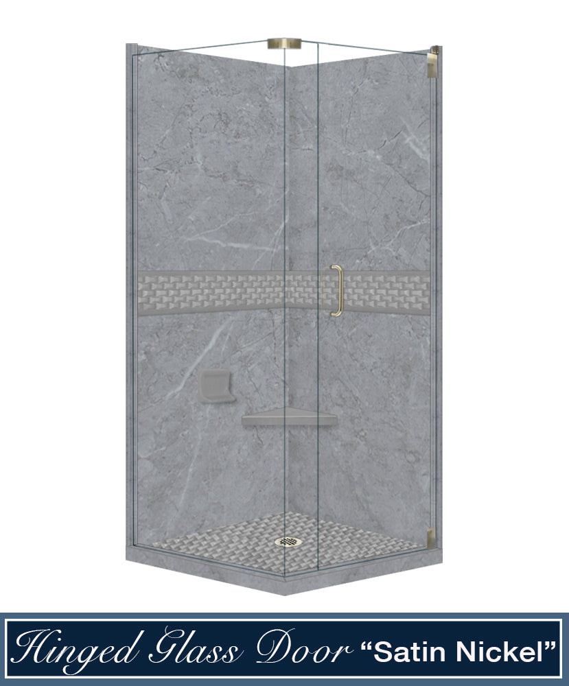 Corner Grio Medici Marble & Jewel Stone Accent Shower Remodel Kit