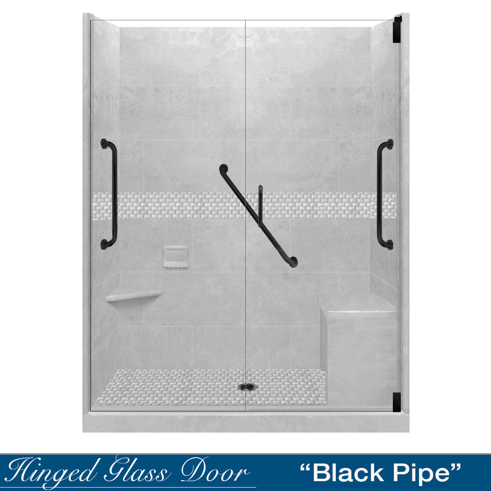 Freedom 60" Alcove Portland Cement Sistine Stone & Jewel Stone Accent Shower Remodel Kit